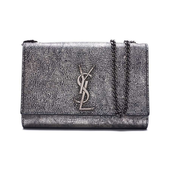Saint Laurent Magnetic Chain Leather Shoulder Bag Silver - Picture 1 of 9